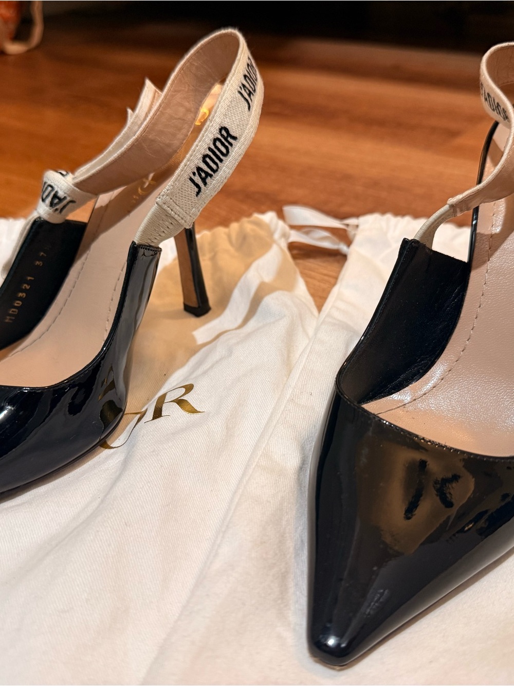 Dior Black Patent Leather J'Adior Slingback Heels